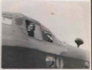 John Harder in cockpit of Stirling Bomber