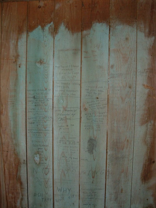 Allied PoW signatures on the inside of the shed